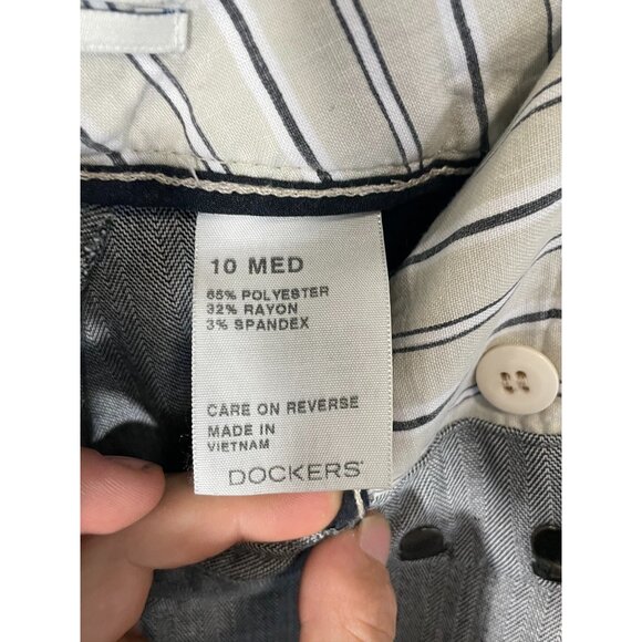 Dockers women's slacks pants size 10 med gray striped hooks zipper READ - Picture 6 of 13